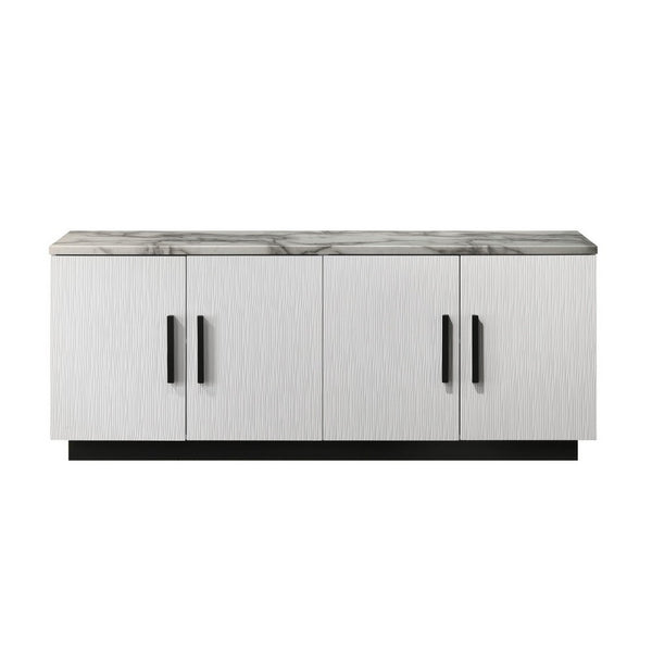 Sda Sideboard Buffet Console, 4 Doors with Adjustable Shelf, White 63 Inch - BM349947