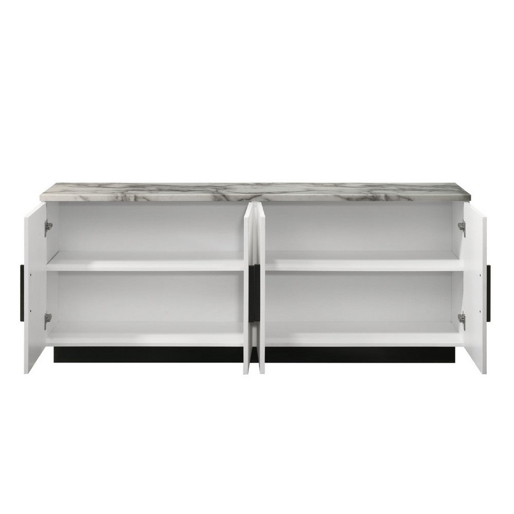 Sda Sideboard Buffet Console, 4 Doors with Adjustable Shelf, White 63 Inch - BM349947