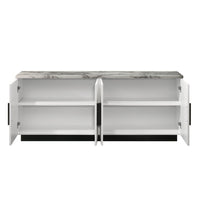 Sda Sideboard Buffet Console, 4 Doors with Adjustable Shelf, White 63 Inch - BM349947