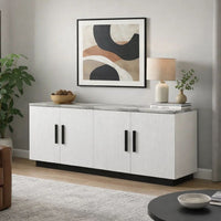 Sda Sideboard Buffet Console, 4 Doors with Adjustable Shelf, White 63 Inch - BM349947