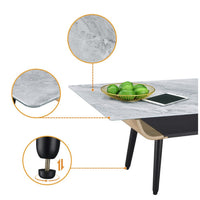 Nue Coffee Table, 47 Inch 3D Printed Glass Marble, Curved Shelf, Gray - BM349950