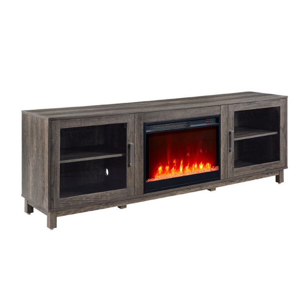 Sumi TV Stand Cabinet, Electric Fireplace Heater, Glass Doors, 70 Inch Gray - BM349952