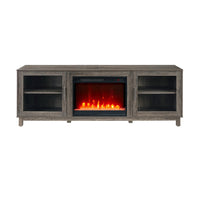 Sumi TV Stand Cabinet, Electric Fireplace Heater, Glass Doors, 70 Inch Gray - BM349952