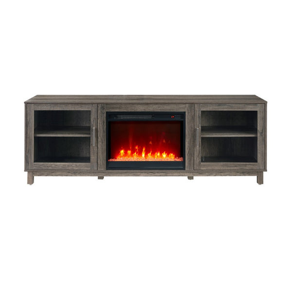 Sumi TV Stand Cabinet, Electric Fireplace Heater, Glass Doors, 70 Inch Gray - BM349952