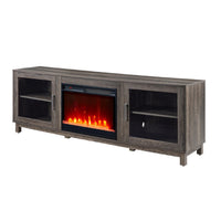 Sumi TV Stand Cabinet, Electric Fireplace Heater, Glass Doors, 70 Inch Gray - BM349952
