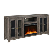 Tony Electric Fireplace TV Stand, Heater, Glass Doors, 70 Inch Walnut Gray - BM349953