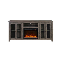 Tony Electric Fireplace TV Stand, Heater, Glass Doors, 70 Inch Walnut Gray - BM349953