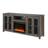 Tony Electric Fireplace TV Stand, Heater, Glass Doors, 70 Inch Walnut Gray - BM349953