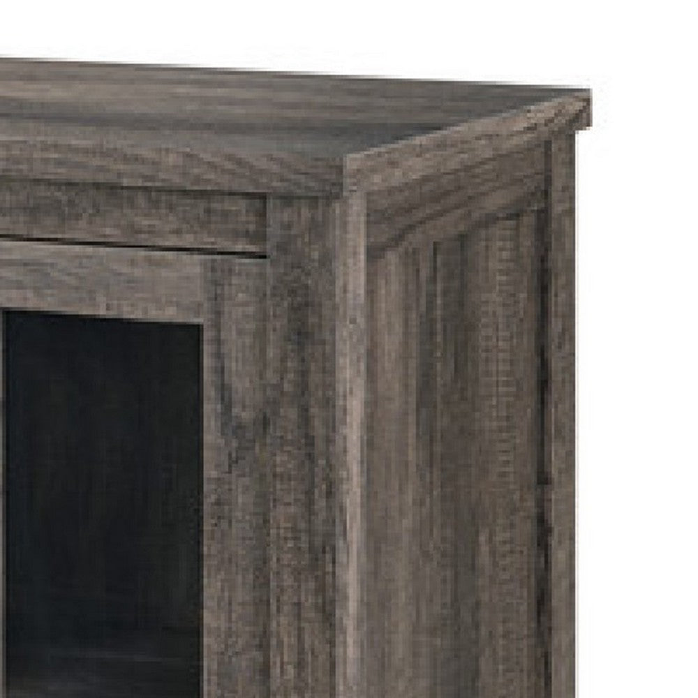 Tony Electric Fireplace TV Stand, Heater, Glass Doors, 70 Inch Walnut Gray - BM349953