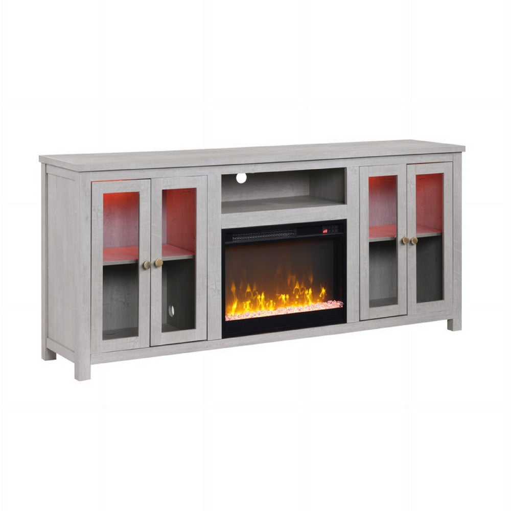 Tony Electric Fireplace TV Stand Cabinet with Heater, 70 Inch Walnut White - BM349954