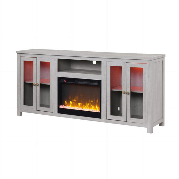 Tony Electric Fireplace TV Stand Cabinet with Heater, 70 Inch Walnut White - BM349954