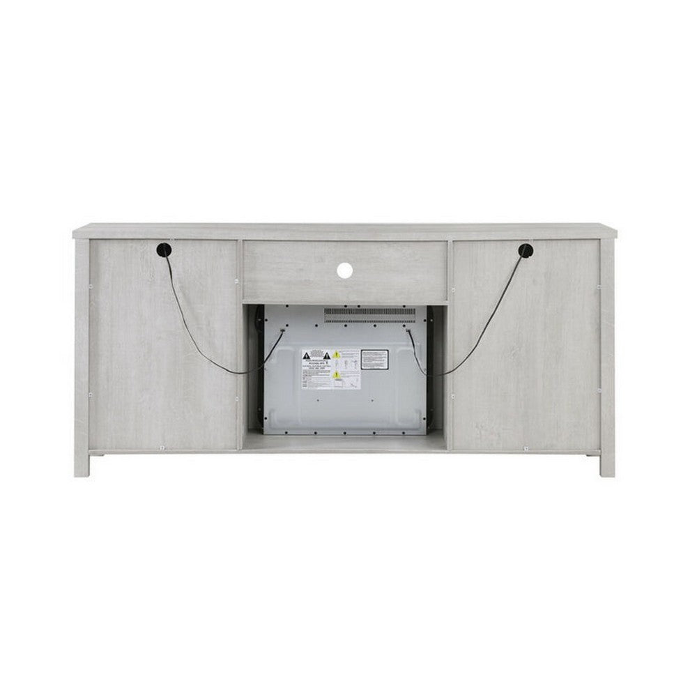 Tony Electric Fireplace TV Stand Cabinet with Heater, 70 Inch Walnut White - BM349954