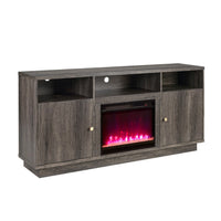 Ambi Electric Fireplace TV Stand Cabinet, Heater, 2 Door, 70 Inch Wood Gray - BM349955