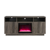 Ambi Electric Fireplace TV Stand Cabinet, Heater, 2 Door, 70 Inch Wood Gray - BM349955