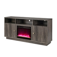 Ambi Electric Fireplace TV Stand Cabinet, Heater, 2 Door, 70 Inch Wood Gray - BM349955