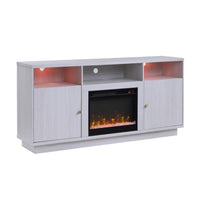 Ambi TV Stand Cabinet with Electric Heating Fireplace, 70 Inch Walnut White - BM349956