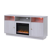 Ambi TV Stand Cabinet with Electric Heating Fireplace, 70 Inch Walnut White - BM349956