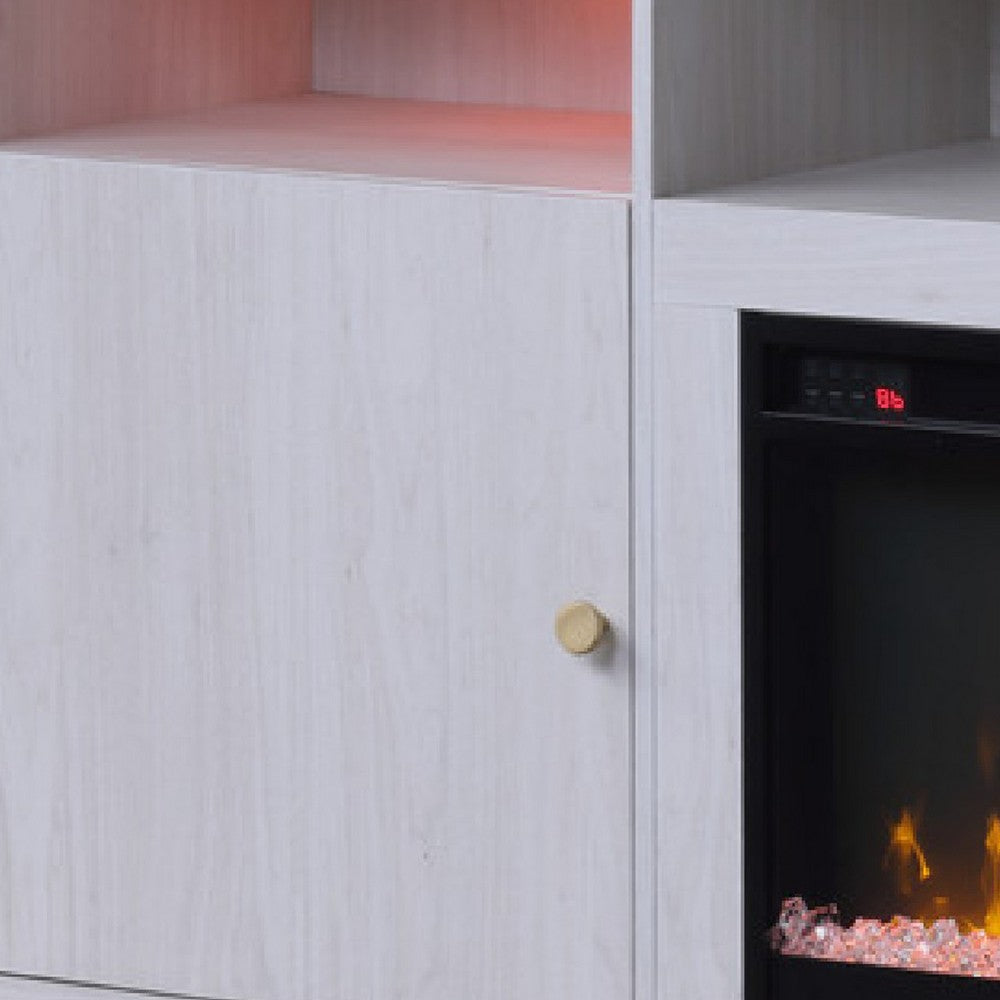 Ambi TV Stand Cabinet with Electric Heating Fireplace, 70 Inch Walnut White - BM349956