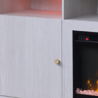 Ambi TV Stand Cabinet with Electric Heating Fireplace, 70 Inch Walnut White - BM349956