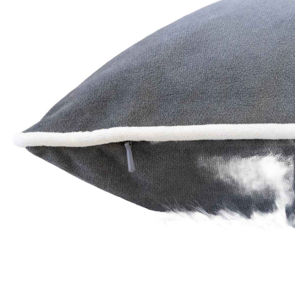 Rola Square Throw Pillow, Let It Snow Embroidery, Gray Cotton 20 Inch - BM349962