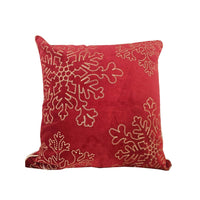 Rola Square Throw Pillow, Gold Snowflake Embroidery, Red Velvet 20 Inch - BM349963