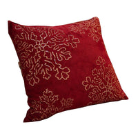 Rola Square Throw Pillow, Gold Snowflake Embroidery, Red Velvet 20 Inch - BM349963