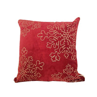Rola Square Throw Pillow, Gold Snowflake Embroidery, Red Velvet 20 Inch - BM349963