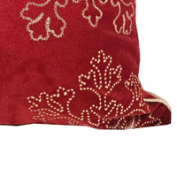 Rola Square Throw Pillow, Gold Snowflake Embroidery, Red Velvet 20 Inch - BM349963