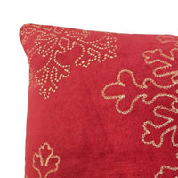 Rola Square Throw Pillow, Gold Snowflake Embroidery, Red Velvet 20 Inch - BM349963