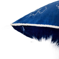 Rola Square Throw Pillow, Silver Snowflake Embroidery, Blue Velvet 20 Inch - BM349964