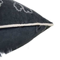 Rola Square Throw Pillow, Silver Snowflake Embroidery, Gray Velvet 20 Inch - BM349965