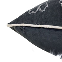 Rola Square Throw Pillow, Silver Snowflake Embroidery, Gray Velvet 20 Inch - BM349965