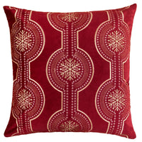 Rola Square Throw Pillow, Geometric Snowflake Embroidery, Red Velvet 20 Inch - BM349966
