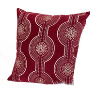 Rola Square Throw Pillow, Geometric Snowflake Embroidery, Red Velvet 20 Inch - BM349966