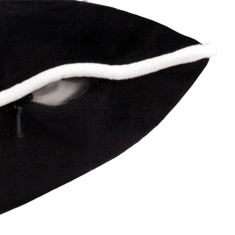 Vobo Lumbar Pillow, Ghost, Pumpkin, and Boo Embroidery, Black Velvet 14x20 - BM349968