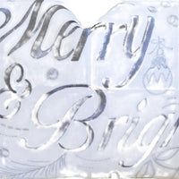 Lumbar Pillow, Merry and Bright Script, Embroidered White Velvet, 14x20 - BM349969