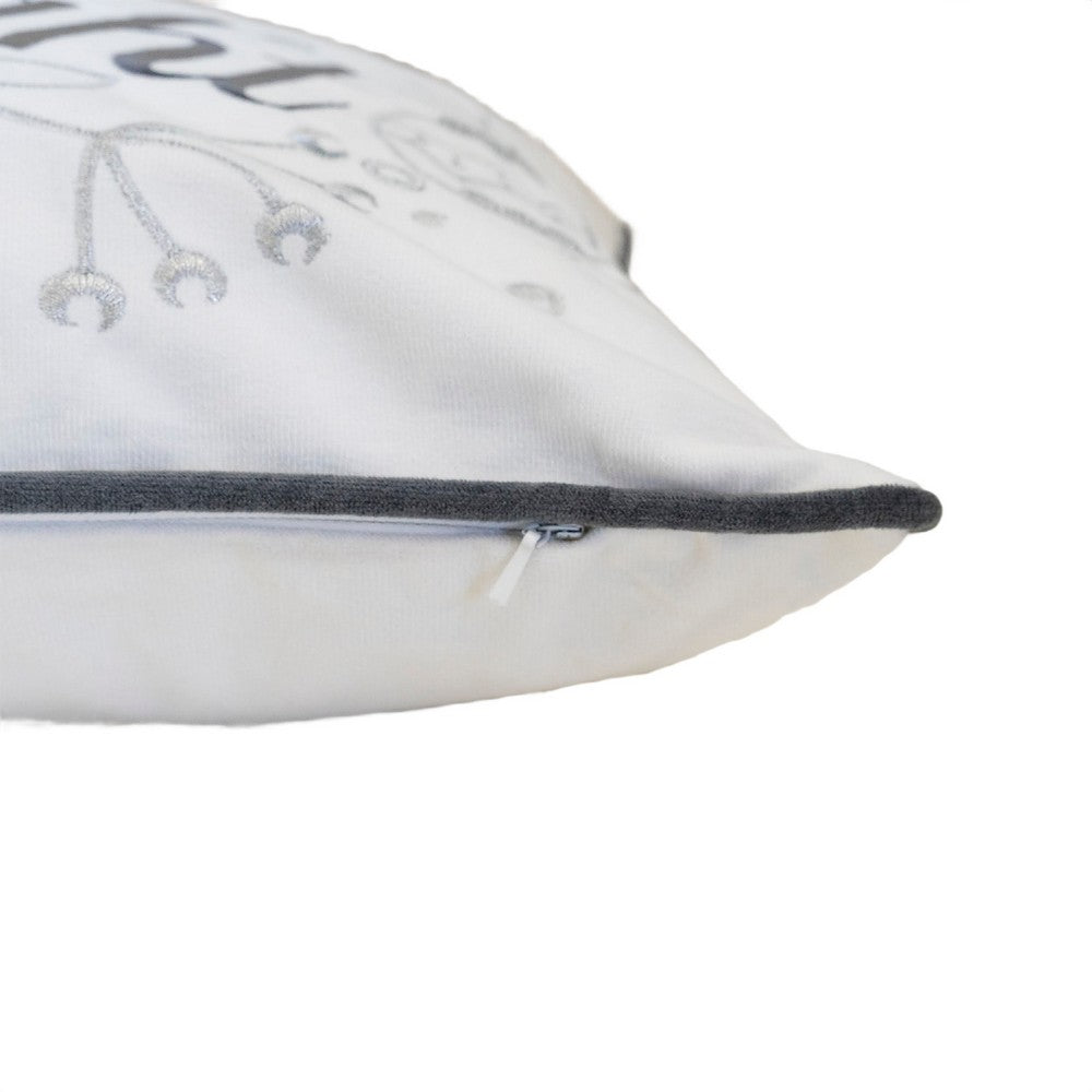 Lumbar Pillow, Merry and Bright Script, Embroidered White Velvet, 14x20 - BM349969