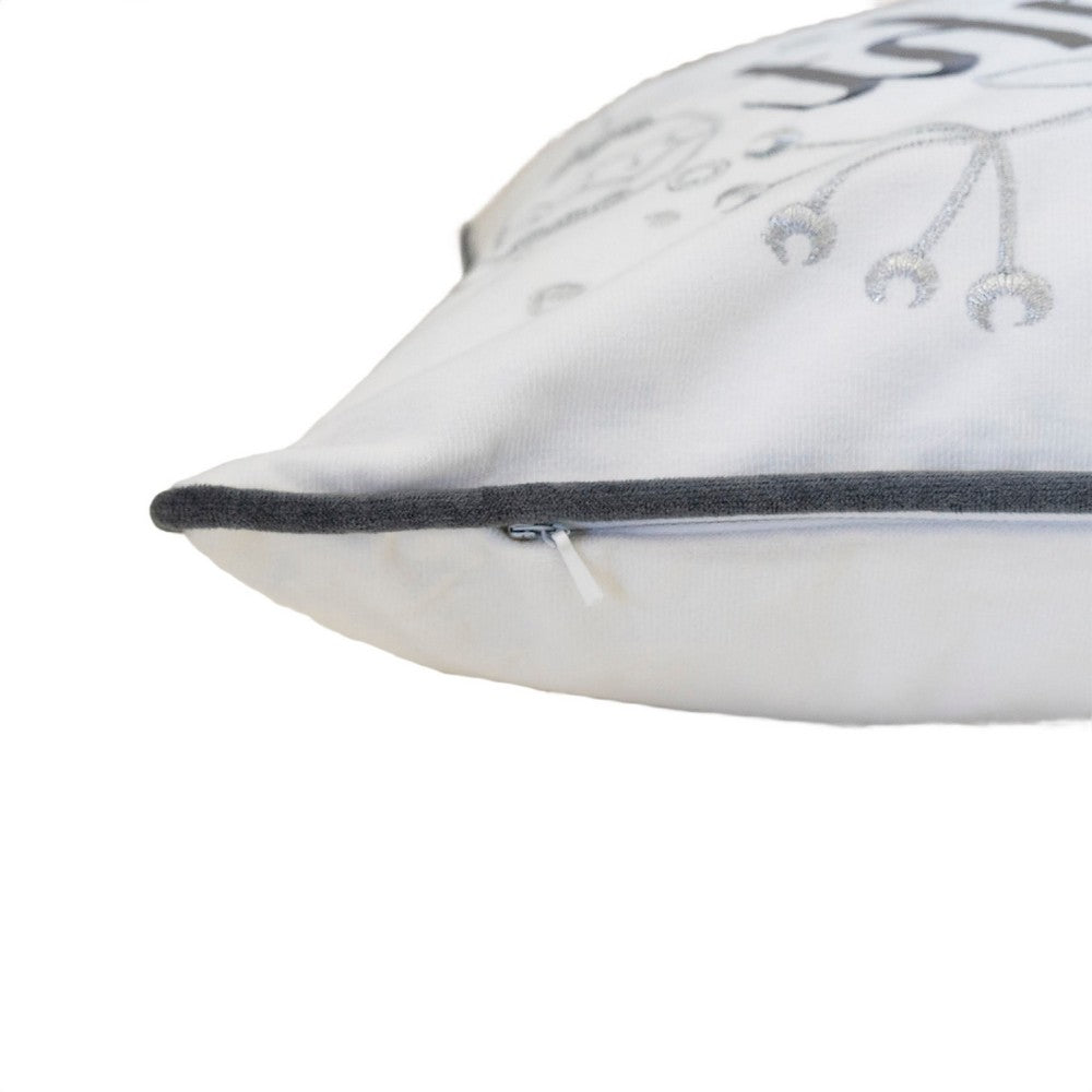 Lumbar Pillow, Merry and Bright Script, Embroidered White Velvet, 14x20 - BM349969