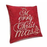 Aure Square Throw Pillow, Merry Christmas Embroidery, Red Velvet 20 Inch - BM349970