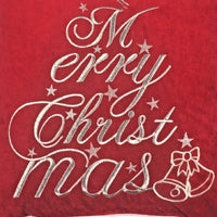 Aure Square Throw Pillow, Merry Christmas Embroidery, Red Velvet 20 Inch - BM349970