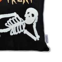 Teya Lumbar Pillow, Skeleton Embroidery, Trick or Treat Black Velvet 14x20 - BM349972