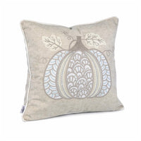 Niva Square Throw Pillow, Lace Embroidered Pumpkin, Linen-Blend Taupe 20 Inch - BM349975