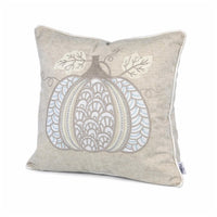 Niva Square Throw Pillow, Lace Embroidered Pumpkin, Linen-Blend Taupe 20 Inch - BM349975