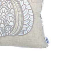 Niva Square Throw Pillow, Lace Embroidered Pumpkin, Linen-Blend Taupe 20 Inch - BM349975