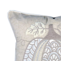Niva Square Throw Pillow, Lace Embroidered Pumpkin, Linen-Blend Taupe 20 Inch - BM349975