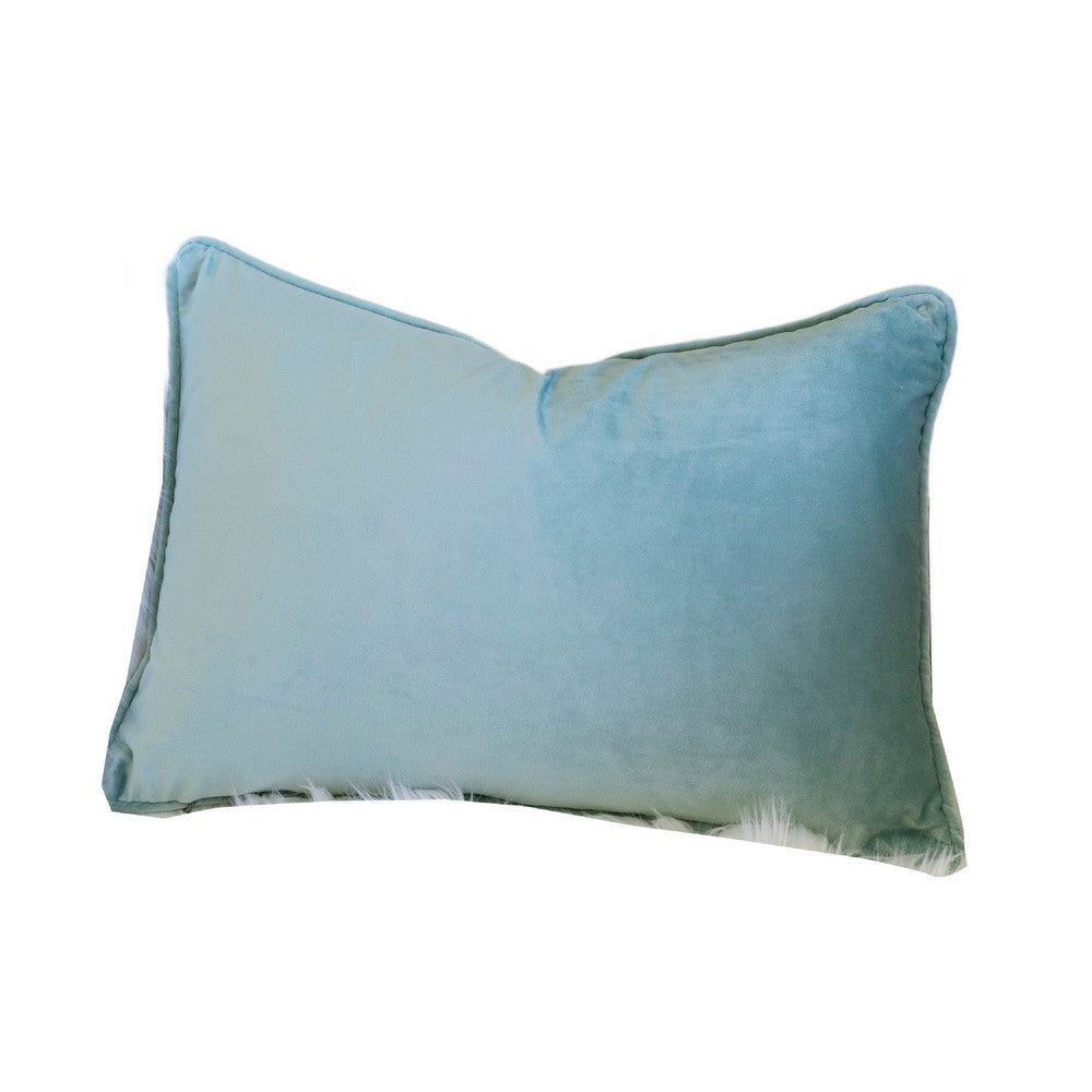 Niva Lumbar Pillow, Blue Embroidered Pumpkin, Ivory Cotton-Blend 14x20 - BM349977