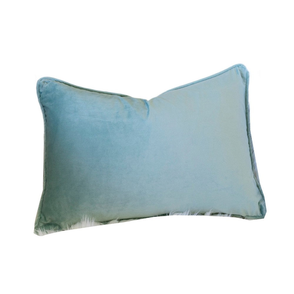 Niva Lumbar Pillow, Blue Embroidered Pumpkin, Ivory Cotton-Blend 14x20 - BM349977