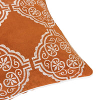 Niva Square Throw Pillow, Damask Embroidery, Burnt Orange Velvet 20 Inch - BM349983