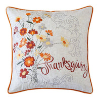 Niva Square Throw Pillow, Thanksgiving Embroidery, Orange Cotton-Blend 20 Inch - BM349984