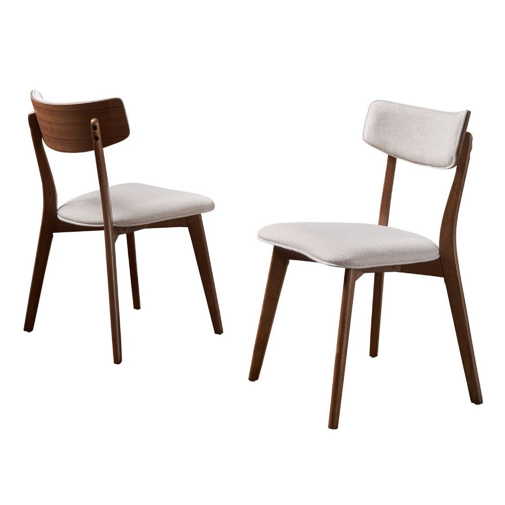 Bety Dining Side Chair Set of 2, Midcentury Design, Light Beige Fabric - BM349987